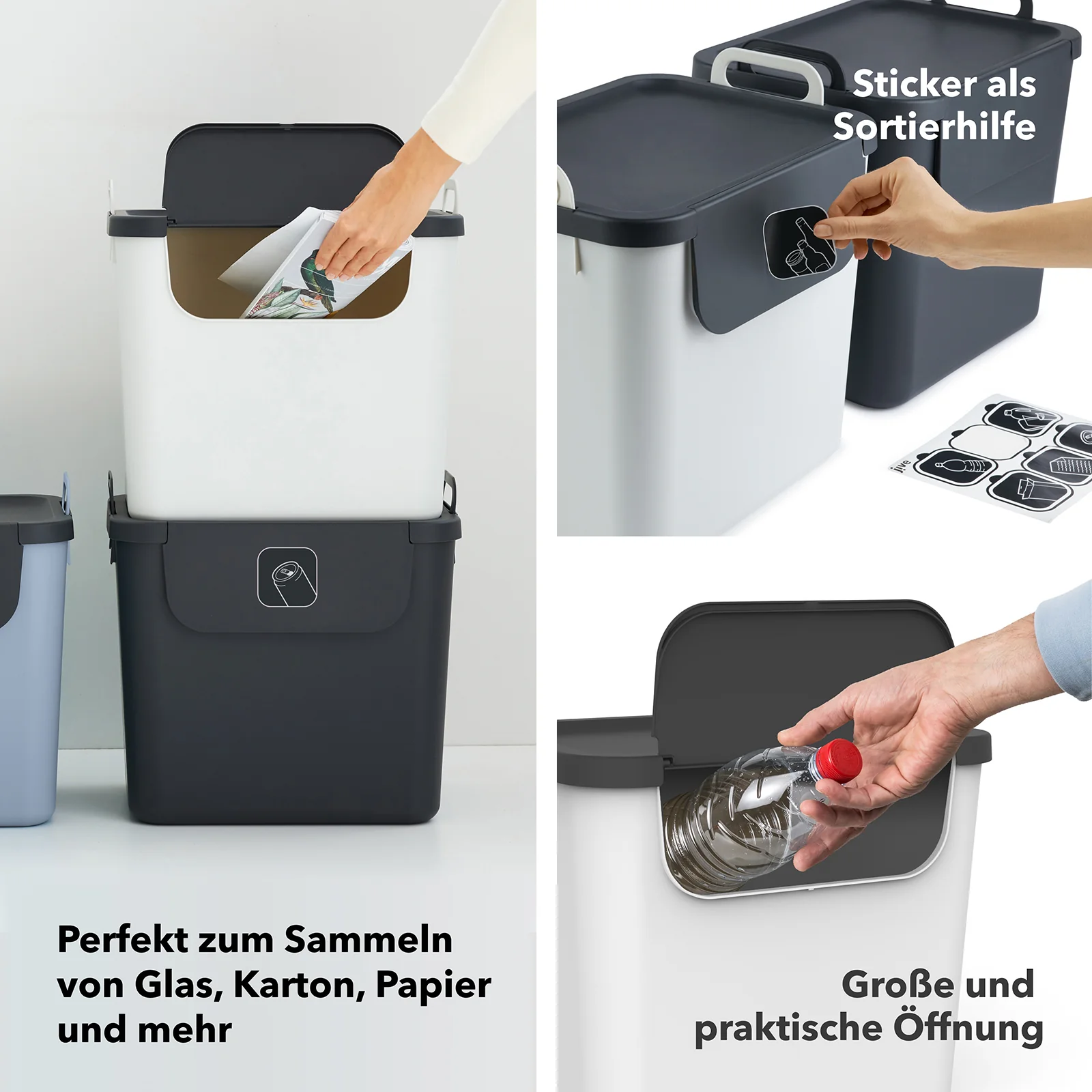 3er Set Recycling Müllsystem 30 L JIVE - Image 42