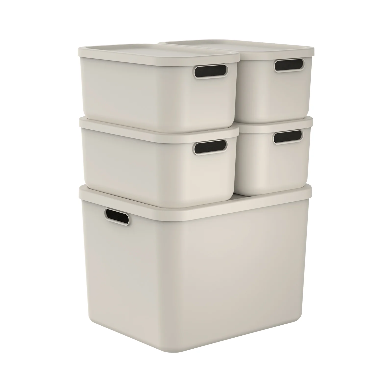 Aufbewahrungsboxen-Set 5tlg. 4x 12l und 1x 55l ALBULA LIGHT