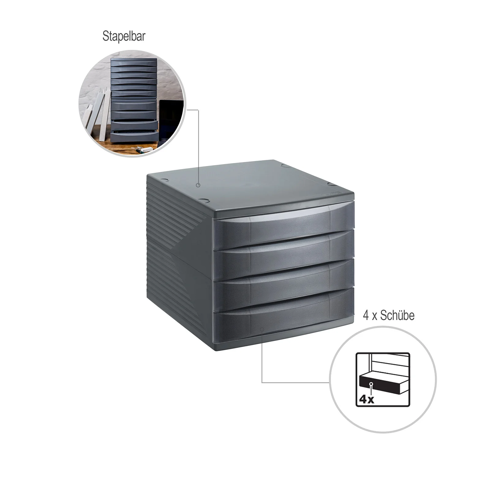 Bürobox 4 Schübe geschlossen QUADRA - Image 3