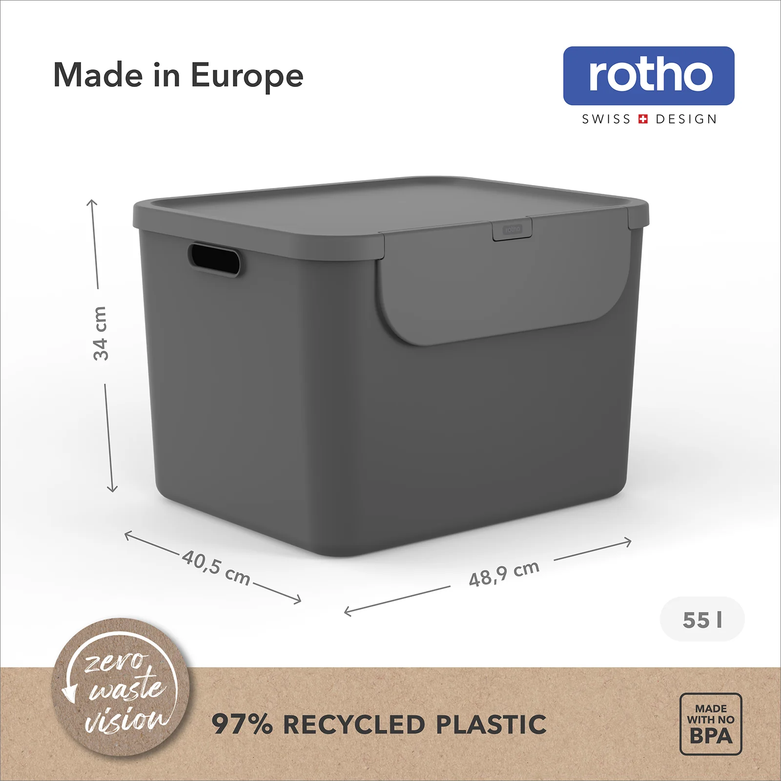Recyclingbehälter 55 l - 2er Set ALBULA - Image 5