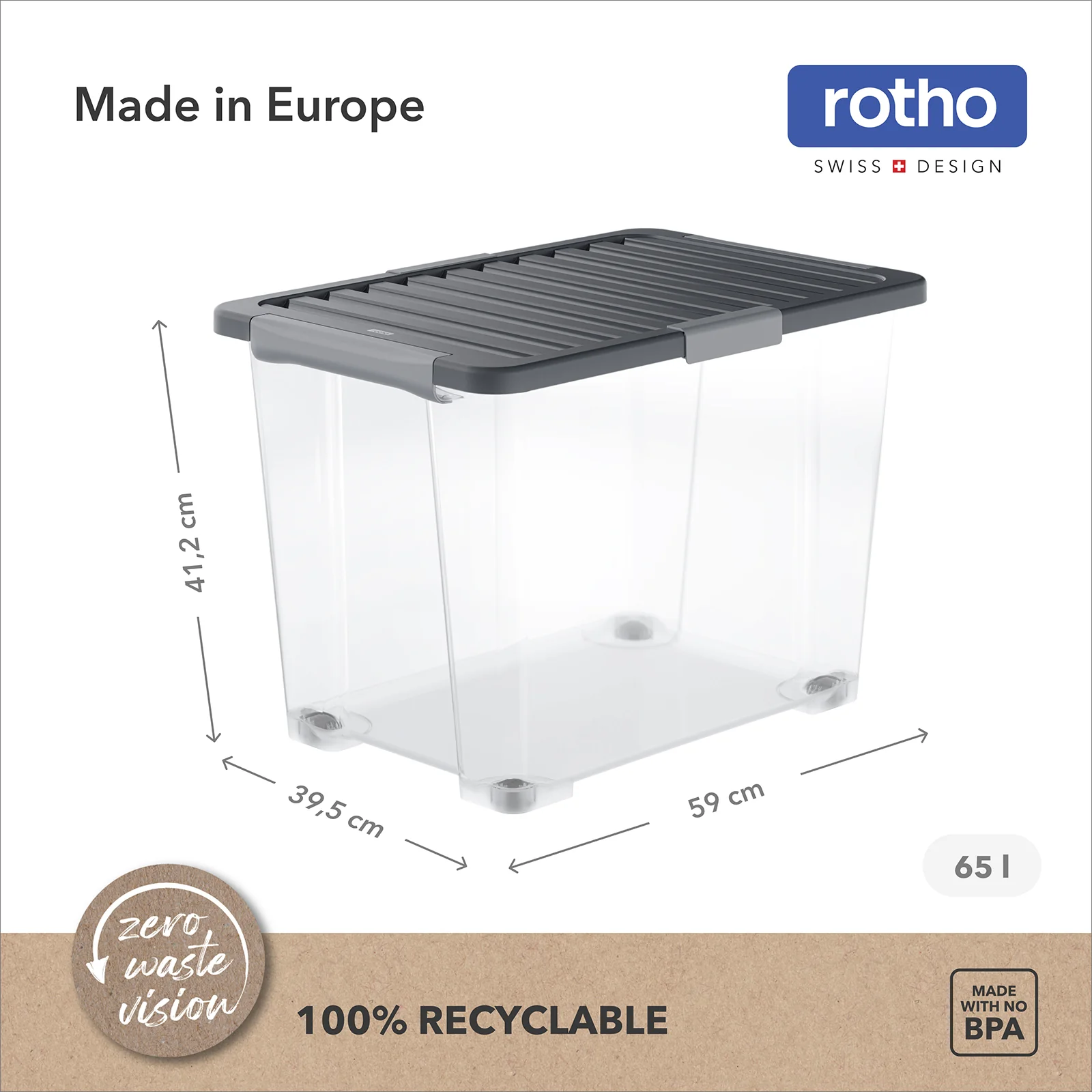 Set Boxen mit Deckel 65 l, 4 tlg. CORE PRO - Image 4