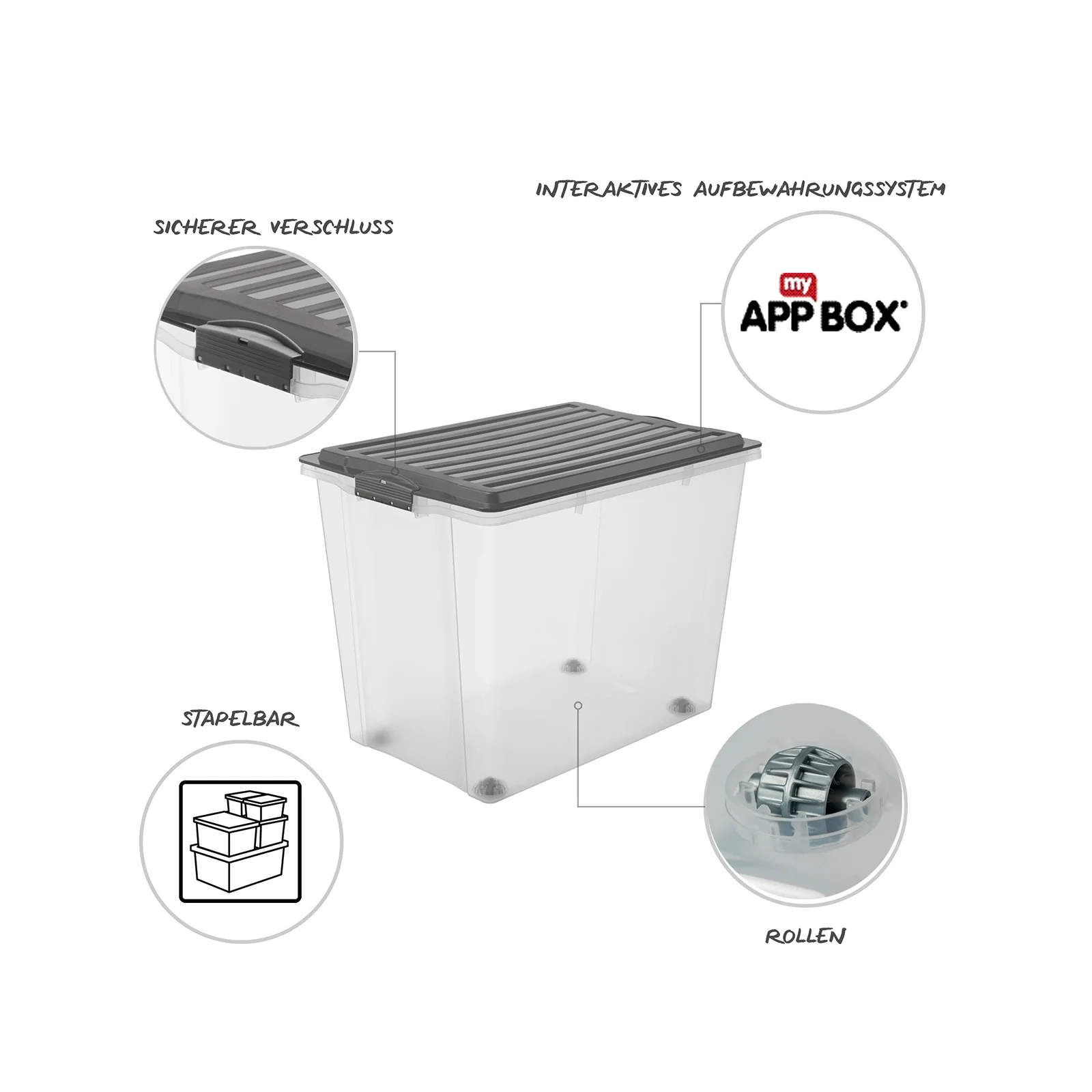 Stapelbox mit Rollen DIN A3, 70 l COMPACT - Image 16
